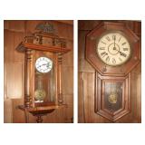 Vintage regulator and schoolhouse clocks