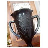 Black amethyst vase with nymphs by L.E. Smith