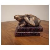 Solid bronze rabbit sculpture