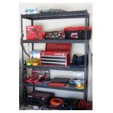 5-tier metal shelves and lots of Craftsman