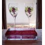 Antique etched Bohemian cranberry glass box