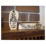 Scrimshaw western scenes