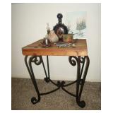 Rustic wood/wrought iron side table