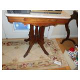 WALNUT AND MARBLE LAMP TABLE