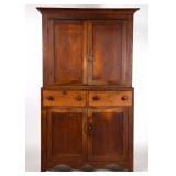Shenandoah Valley of Virginia walnut linen press (c. 1820), two-piece construction, yellow pine and 