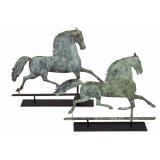 19th-century molded-copper running horse weathervanes, including a Blackhawk example