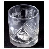 Important American "AJ" cut glass tumbler with Andrew Jackson sulphide base, Pittsburgh area, circa 