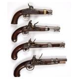 Selection of early American pistols, including a U. S. Johnson Model 1836 flintlock and an Ames U. S