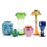 Selection of American and European art glass