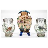 Moser vases with high-relief decoration