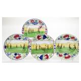 Rare Rabbitware plates with sports-themed decoration