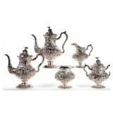 Steiff repousse five-piece sterling tea and coffee service