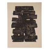 Pierre Soulages (French, b. 1919) abstract etching (c. 1960) on paper bearing "BFK RIVES" ...