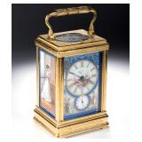 Henry Capt gilt bronze carriage clock with porcelain panels, one of over 100 fine timepieces from th