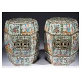 Pair of Chinese Rose Medallion garden seats, descended in the family of Harry Hines Woodring, 25th G