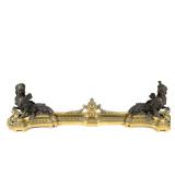 Frederic Eugene Piat (French, 1827-1903) gilt and patinated bronze figural chenet and fender set, fr