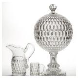 Argus / Early Thumbprint including the largerst spherical covered compote in outstanding condition