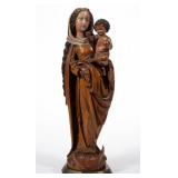 Early carved and painted Madonna and Child with provenance