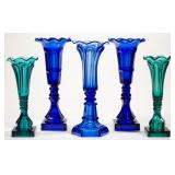 Many fine colored flint vases