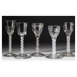 Large collection of English & Continental wine glasses including opaque- and colored-twist stems - B