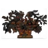 Fine 19th-century carved and painted fruit basket plaque, ex-Walter Jeffords