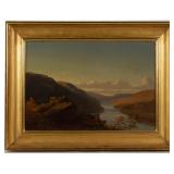 Thomas Hill (British-American, 1829-1908) oil on canvas landscape, likely a New England scene, dated