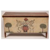American paint-decorated poplar blanket chest, possibly Western MA or NY
