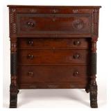 Carved cherry Classical chest of drawers, possibly Ohio, Swinehart Collection