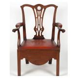 Baltimore, MD Chippendale carved mahogany necessary chair