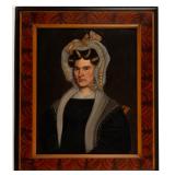 Milton Hopkins (American, 1789-1844) folk art oil on panel portrait of a woman, possibly Ohio, Swinehart Collection