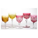Many Dorflinger colored cut glass stems