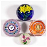 Selection of paperweights and other studio glass