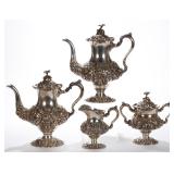 Steiff repousse sterling four-piece tea / coffee service