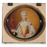 Signed Pierre Noel Violet (French, 1749-1819) miniature portrait of a lady, inscribed "CBF" and date