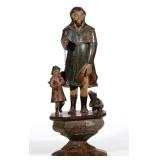 Fine 19th-century carved and painted Santos figural group, 23" HOA.