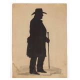 Mid-19th century cut-and-pasted silhouette of Sam Houston, identified in period script verso