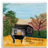 Rare Grandma Moses signed and dated ceramic tile