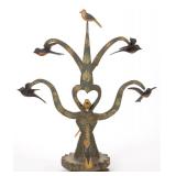 American folk art carved and painted bird tree (c.1920), probably PA or OH