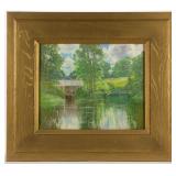 John Appleton Brown (American, 1844-1902) pastel landscape with mill