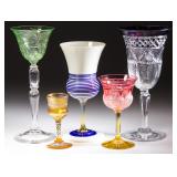From a selection of art glass stems, including Tiffany, Steuben, and Durand