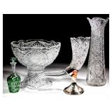 From a large selection of rare brilliant cut glass, including a cornucopia vase and Dorflinger...