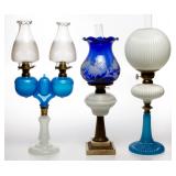 Early kerosene lighting including an exceptional Ripley Marriage/Wedding lamp with original match...