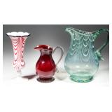 Good selection of marbrie-decorated and other blown wares