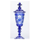 Outstanding finely detailed Bohemian cut overlay pokal for the American market