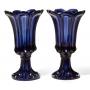 Colored vases including a fine pair of deep cobalt blue Loop/Leaf