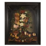Fine American School (19th century) folk art oil on canvas still-life painting...