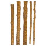 Detail of Barbee walking sticks and mementoes.