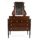Fine Salem, Massachusetts Federal mahogany dressing chest with mirror, attributed to William Hook...