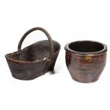 Rare Virginia leather key basket and a unique Emanuel Suter, Harrisonburg Steam Pottery...