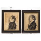 mportant pair of Virginia pencil on paper portraits of Sneed and Craven family members...